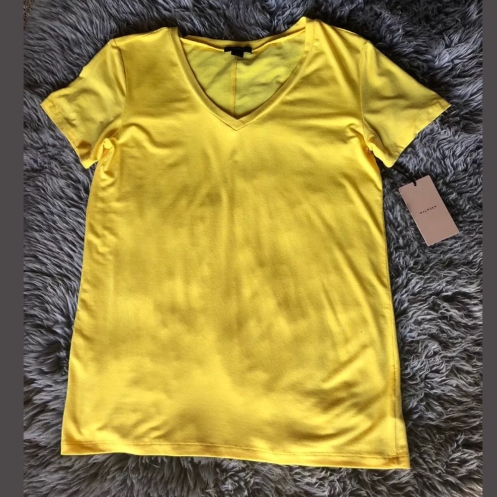 NWT Halogen Yellow V-neck Short Sleeve T-shirt S